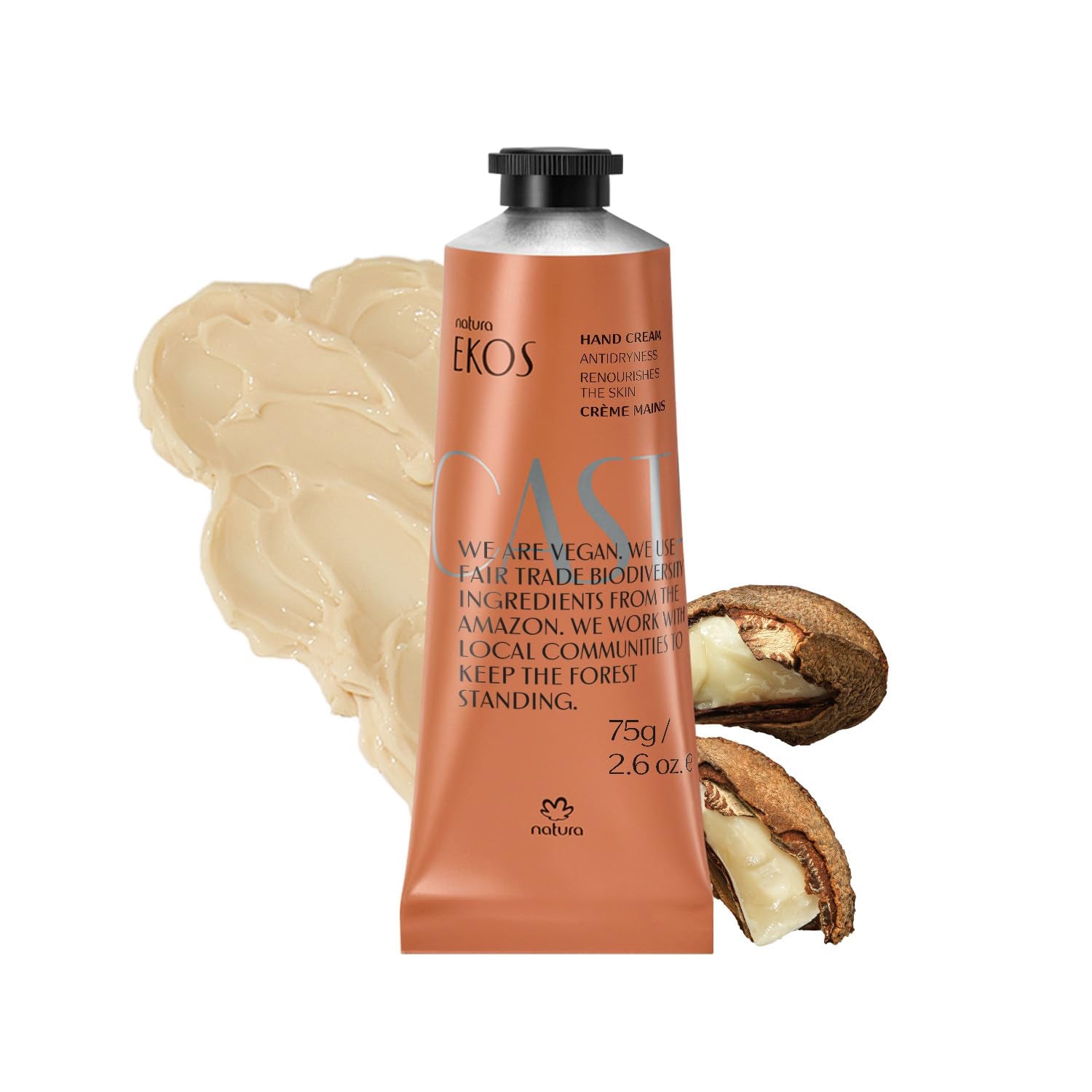 - Ekos Castanha (Brazil Nut) Hand Cream - Anti-Dryness Hand Balm - 24-Hour Deep Hydration Skin Moisturizer - Vegan Skin Care - Brazilian Beauty Secrets - Self Care & Body Care - 2.6Oz (75G)